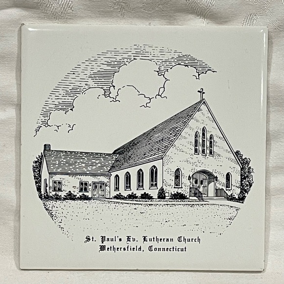 Wethersfield, Connecticut St. Paul's Church Ceramic Tile/Trivet VINTAGE - Picture 2 of 4
